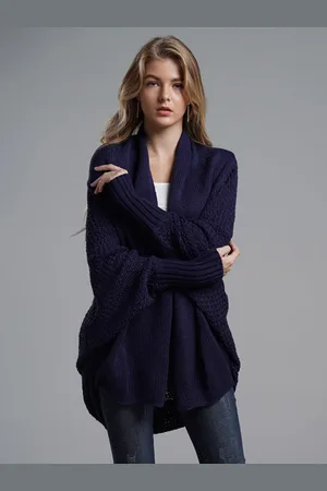 milanoo.com Cardigan da donna con maniche a pipistrello cardigan aperto sul davanti per l\\