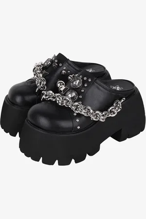 milanoo.com Sandali Lolita gotici Occhielli neri Scarpe estive Lolita in pelle PU metallizzata Punta tonda