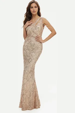 milanoo.com Abito da sirena con paillettes e monospalla abito lungo da festa formale per donna 2025