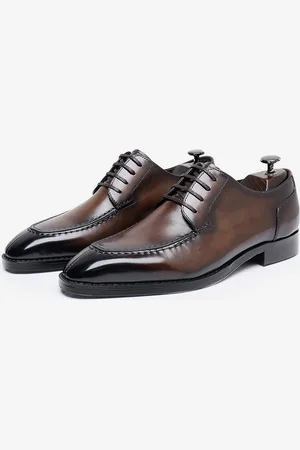 milanoo.com Scarpe eleganti da uomo eleganti con punta aperta in pelle con lacci scarpe da ballo da sposa e da cerimonia