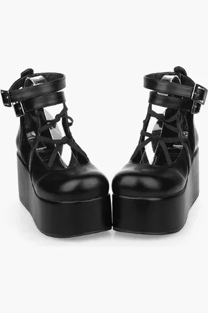milanoo.com Lolita alta piattaforma scarpe alla caviglia cinturini in pelle PU