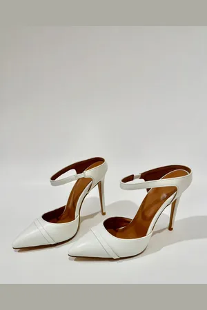 milanoo.com Mules con tacco alto bianco da donna punta affilata slip on senza schienale