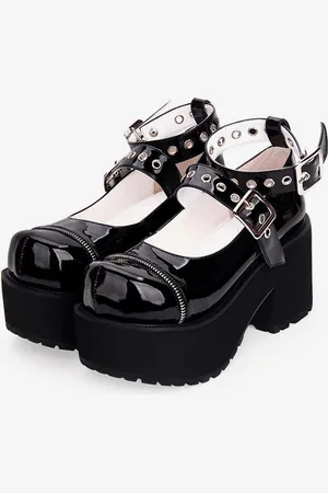 milanoo.com Décolleté Gothic Lolita in pelle con plateau e cinturino