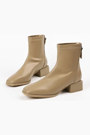 milanoo.com Stivaletti da donna color con cerniera e punta quadrata stivaletti con tacco spesso