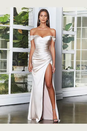 milanoo.com Abito tubino con spalle scoperte Abiti lunghi da ballo sexy senza schienale con spacco alto