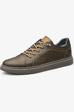 milanoo.com Sneakers da uomo in pelle comoda con punta tonda