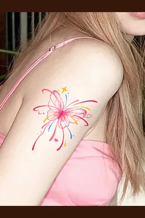 milanoo.com Adesivi per tatuaggi colorati con farfalle e fuochi d\\