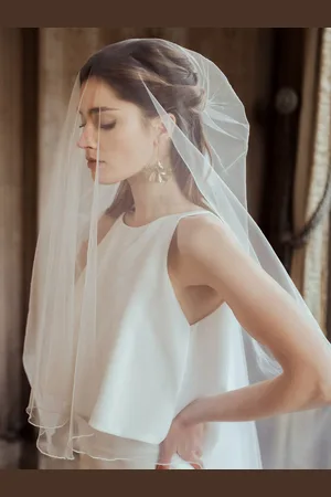milanoo.com Veli da sposa Veli da sposa classici a due livelli con bordo rifinito in tulle