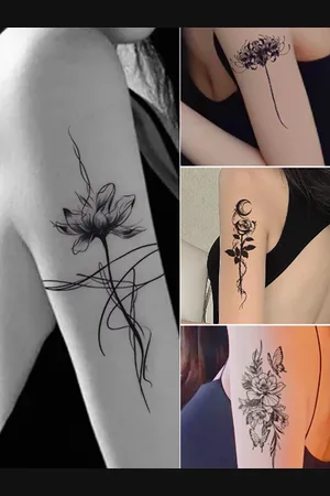 milanoo.com Adesivi per tatuaggi a base di erbe Modello Bianhua Rose Snake Braccio Gamba Tatuaggi Adesivi