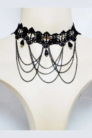 milanoo.com Collane da sposa gotiche nere Collana da sposa rettangolare nera