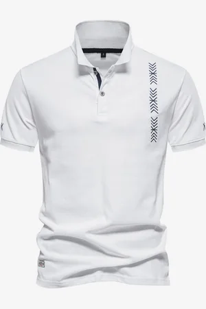 milanoo.com Polo da uomo con colletto rovesciato maniche corte bottoni vestibilità regolare polo bianche