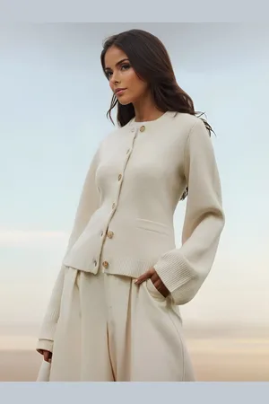 milanoo.com Cardigan lavorato a maglia con scollo a giro top casual primaverili per le donne 2025