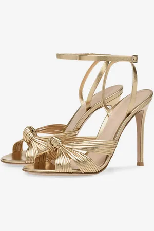 milanoo.com Sandali con tacco alto Scarpe da ballo progettate con annodature metalliche dorate Scarpe da festa da donna