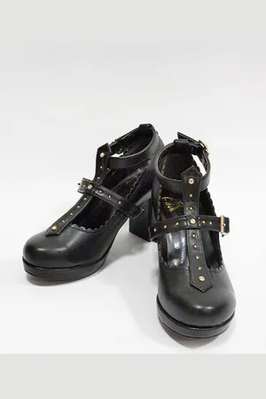 milanoo.com Scarpe Lolita Gothic Rivetti Lavanda PU Pelle Tacco Grosso Lolita Pumps