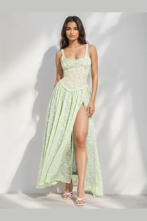 milanoo.com Abito Boho con spalline colletto quadrato senza maniche abito lungo da festa a trapezio per donna 2025