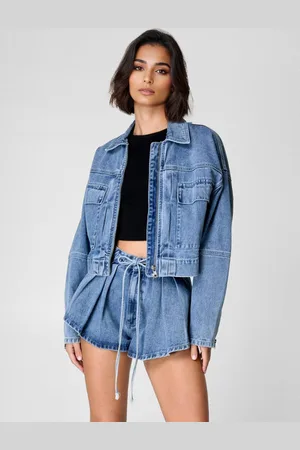 milanoo.com Completo due pezzi in denim giacca bomber e short alla moda completo primaverile per donna 2025