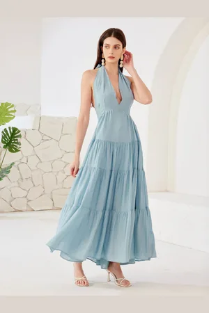 milanoo.com Abito lungo a trapezio con scollo all\\