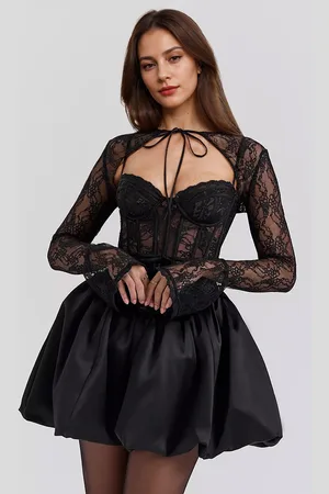 milanoo.com Abito corsetto in pizzo con bolero staccabile mini abito a palloncino per feste di compleanno per donna 2025