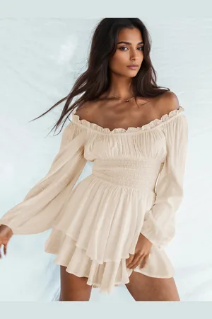milanoo.com Mini tute Boho con spalle scoperte e maniche a lanterna outfit primaverile per le donne 2025