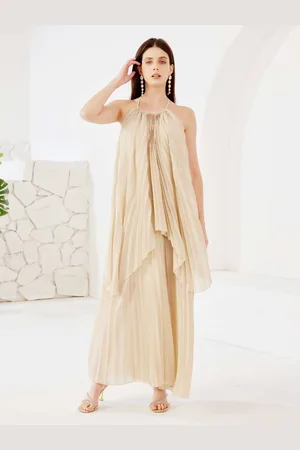 milanoo.com Completo due pezzi albicocca con top con scollo a V e abito lungo estivo per donna 2025