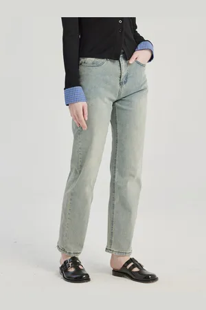 milanoo.com Jeans dritti azzurri pantaloni casual cropped per donna 2025