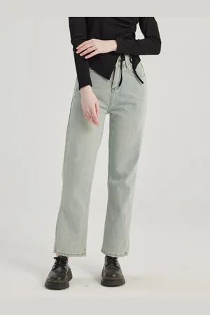 milanoo.com Jeans dritti in pantaloni casual corti blu chiaro per le donne 2025