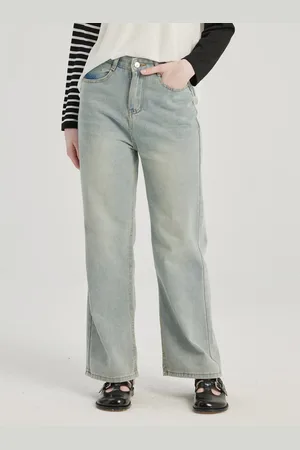 milanoo.com Jeans dritti azzurri pantaloni casual per donna 2025