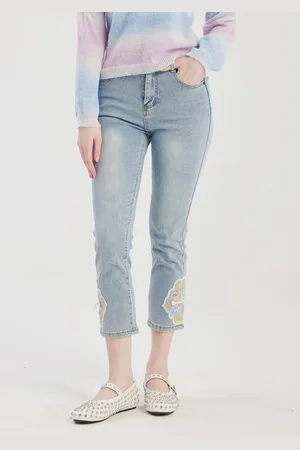 milanoo.com Jeans corti con ricamo Pantaloni casual estivi per donna 2025