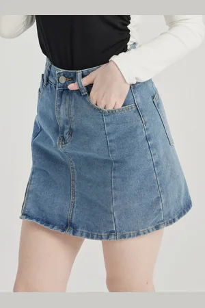 milanoo.com Gonna corta in denim con spacchi Minigonna per donna 2025