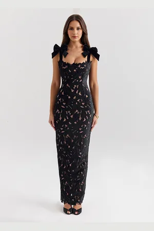 milanoo.com Vestito lungo aderente con spalline a fiocco abito estivo lungo da festa per donna 2025
