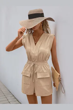 milanoo.com Tute con scollo a V e coulisse in vita senza maniche abito estivo per donna 2025