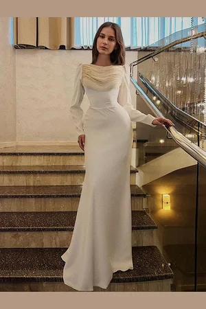 milanoo.com Elegante abito lungo aderente a maniche lunghe per le donne 2025