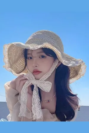 milanoo.com Cappello di paglia estivo per donna con bordo in pizzo protezione solare cappello da spiaggia 2025