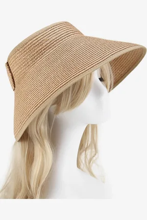 milanoo.com Cappello da spiaggia in paglia con parte superiore vuota protezione solare estiva pieghevole con tesa larga 2025