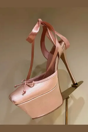 milanoo.com Scarpe da festa con lacci e fiocco in raso con plateau e tacchi alti da donna 2025