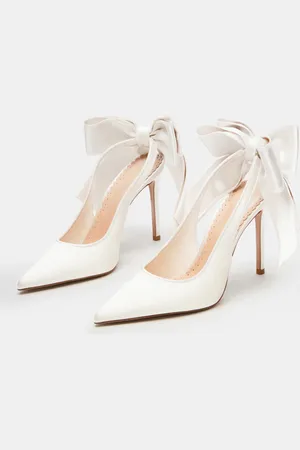 milanoo.com Scarpe da festa in raso con punta a punta e fiocco scarpe da sposa con tacco alto
