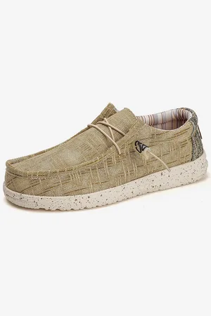 milanoo.com Mocassini da uomo slip on scarpe da barca in tela punta rotonda suole in gomma antiscivolo sneakers da esterno
