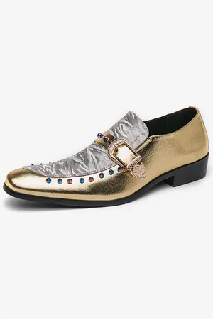 milanoo.com Mocassini da uomo in pelle e camoscio patchwork scarpe penny punta tonda tacchi bassi scarpe da festa