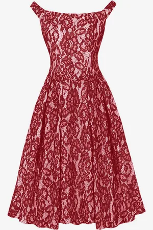 milanoo.com Abito in pizzo a trapezio abito midi di ispirazione vintage per le donne 2025