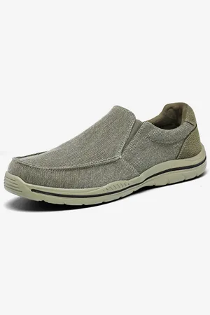 milanoo.com Mocassini da uomo in tela con punta tonda e plateau scarpe da barca leggere e casual