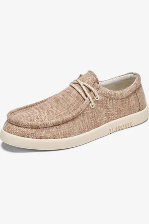 milanoo.com Mocassini da uomo in tela con punta tonda slip-on comodi antiscivolo casual