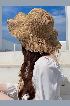 milanoo.com Cappello da sole da spiaggia con tesa larga Summer Wave protezione solare per donna 2025