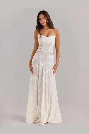 milanoo.com Abito lungo in jacquard con spalline sottili e schiena in pizzo abito aderente trasparente sexy per le donne 2025
