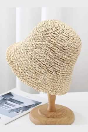 milanoo.com Cappello da pescatore a tesa piccola con protezione solare cappello da spiaggia in paglia intrecciata per donna 2025