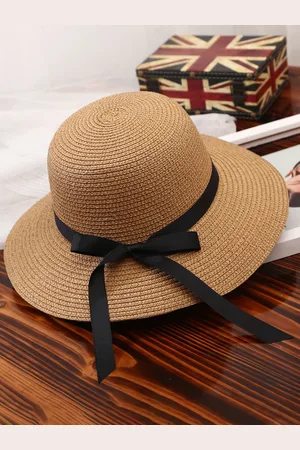 milanoo.com Cappello di paglia con fiocco per donna estivo pieghevole parasole cappello da spiaggia 2025