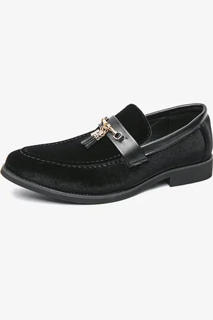milanoo.com Mocassini da uomo in pelle scamosciata slip-on con borchie nappe scarpe con tacco basso comode scarpe da penny
