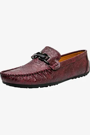 milanoo.com Mocassini da uomo scarpe slip-on in pelle con motivo coccodrillo tacco piatto antiscivolo penny shoes