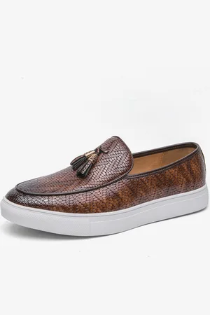 milanoo.com Mocassini da uomo scarpe slip-on intrecciate nappe resistenti all\\