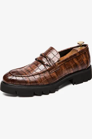 milanoo.com Mocassini da uomo slip-on scarpe brogue a punta antiscivolo resistenti all\\