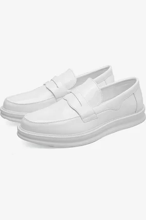 milanoo.com Mocassini da uomo in pelle verniciata con plateau slip-on scarpe da sposa basse comode suola morbida antiscivolo scarpe da lavoro formali